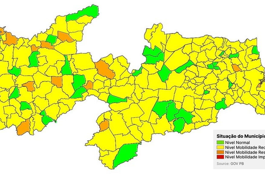 200 cidades paraibanas são classificadas com bandeira amarela e 20 com possibilidade de restrições no Plano Novo Normal
