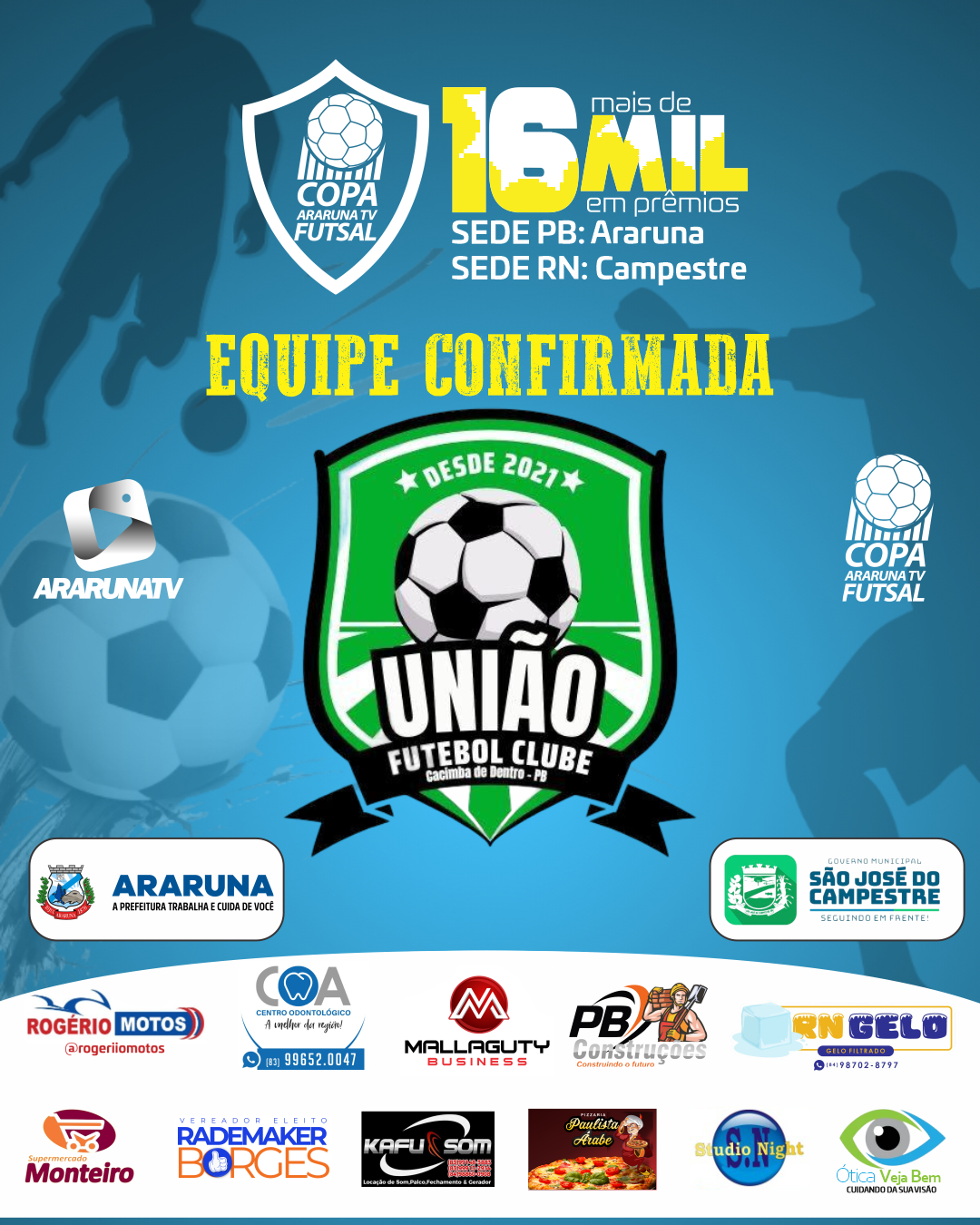União de Cacimba de Dentro está confirmado na Copa ArarunaTV de Futsal 2024/2025
