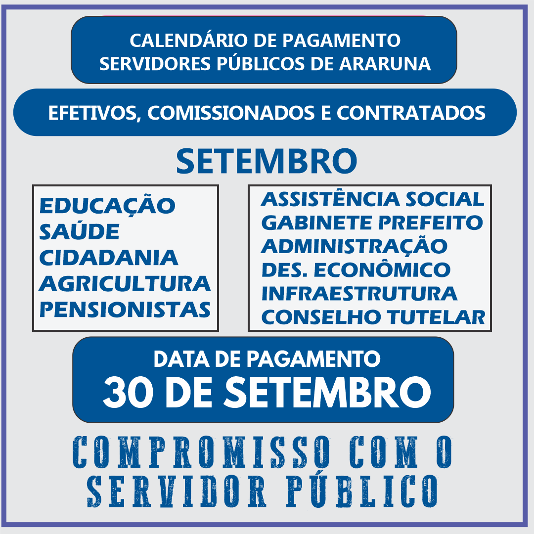 Pagamento de setembro dos servidores da Prefeitura de Araruna será efetuado segunda (30)