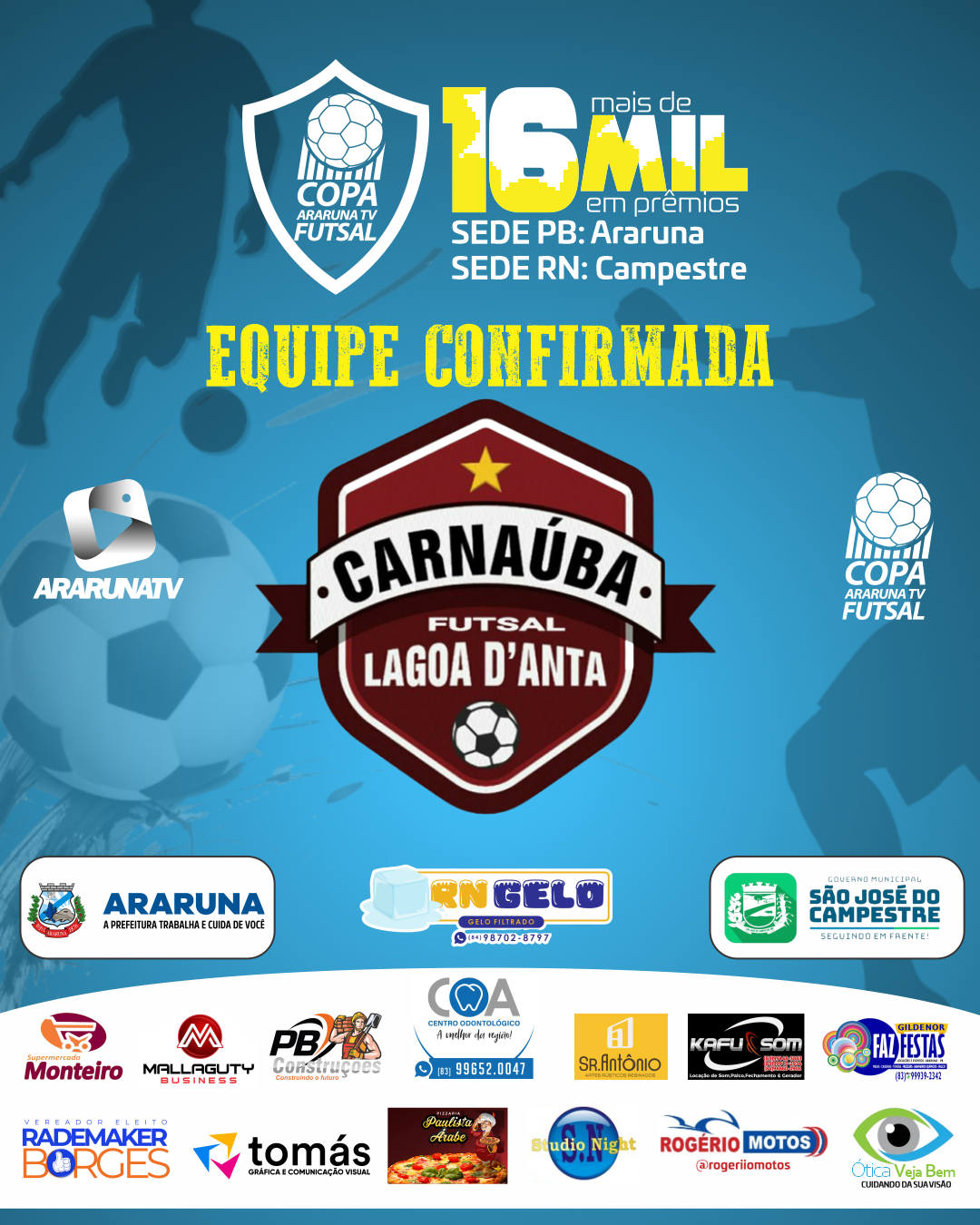 Atual campeão da Copa ArarunaTV de Futsal confirma presença na edição 2024/2025