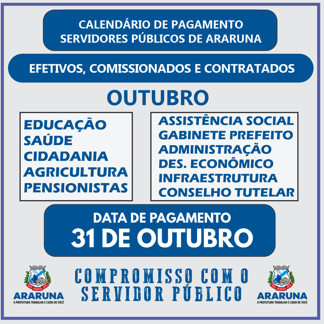 Prefeitura de Araruna paga salários de outubro nesta quinta, 31