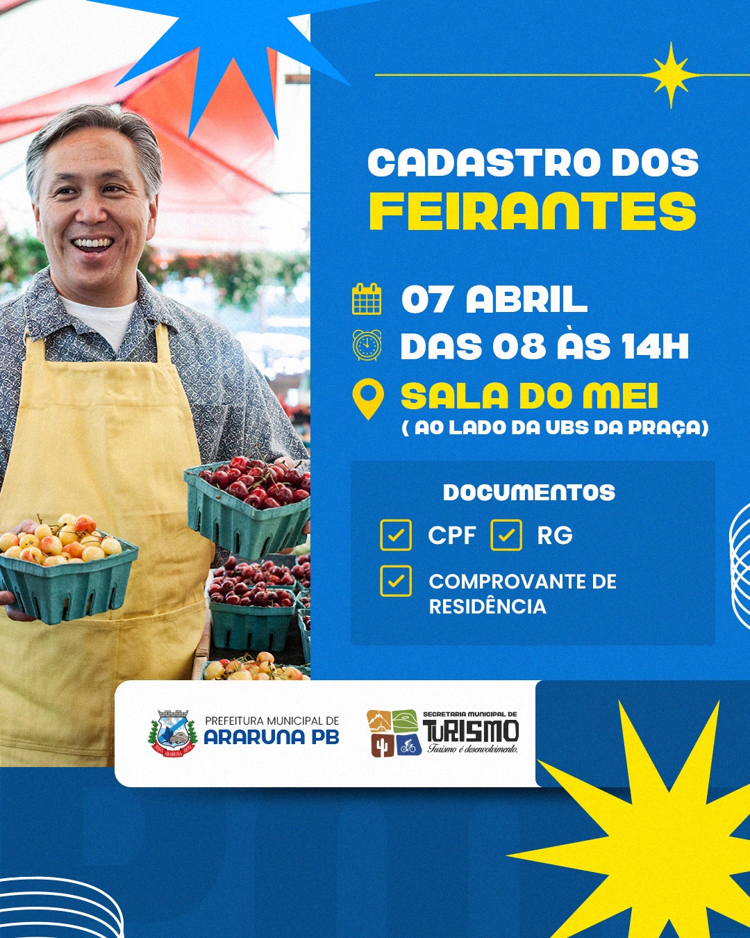 Prefeitura de Araruna convoca feirantes do município para recadastramento
