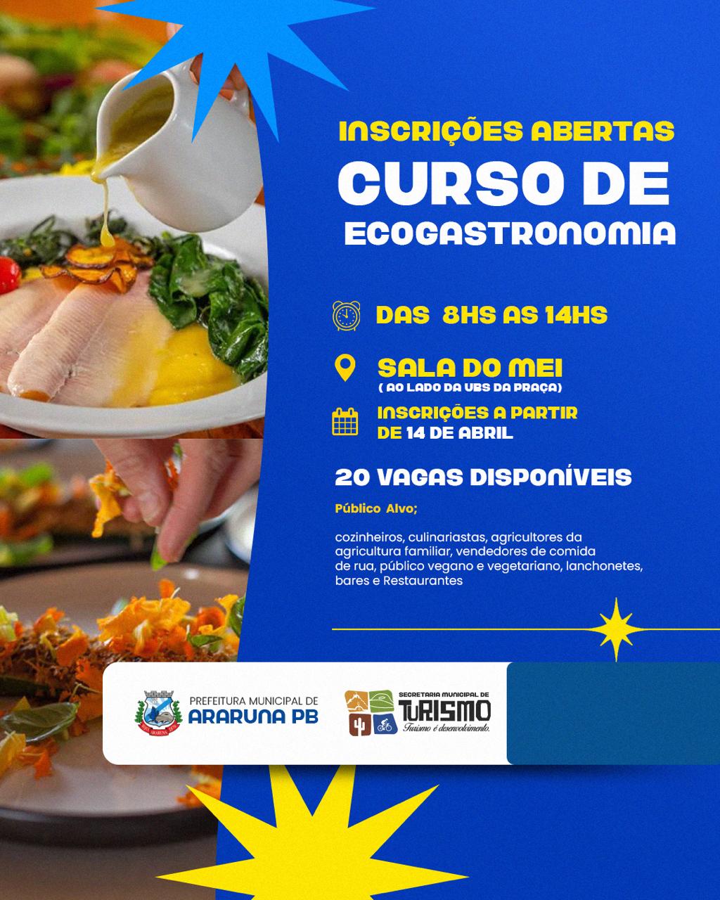 Prefeitura de Araruna oferece curso gratuito de ecogastronomia com foco na culinária sustentável