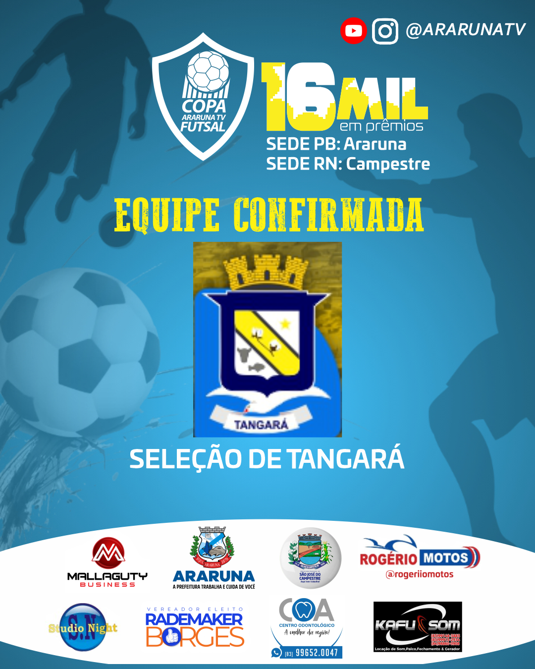 Seleção de Tangará confirmada na Copa ArarunaTV de Futsal 2024/2025