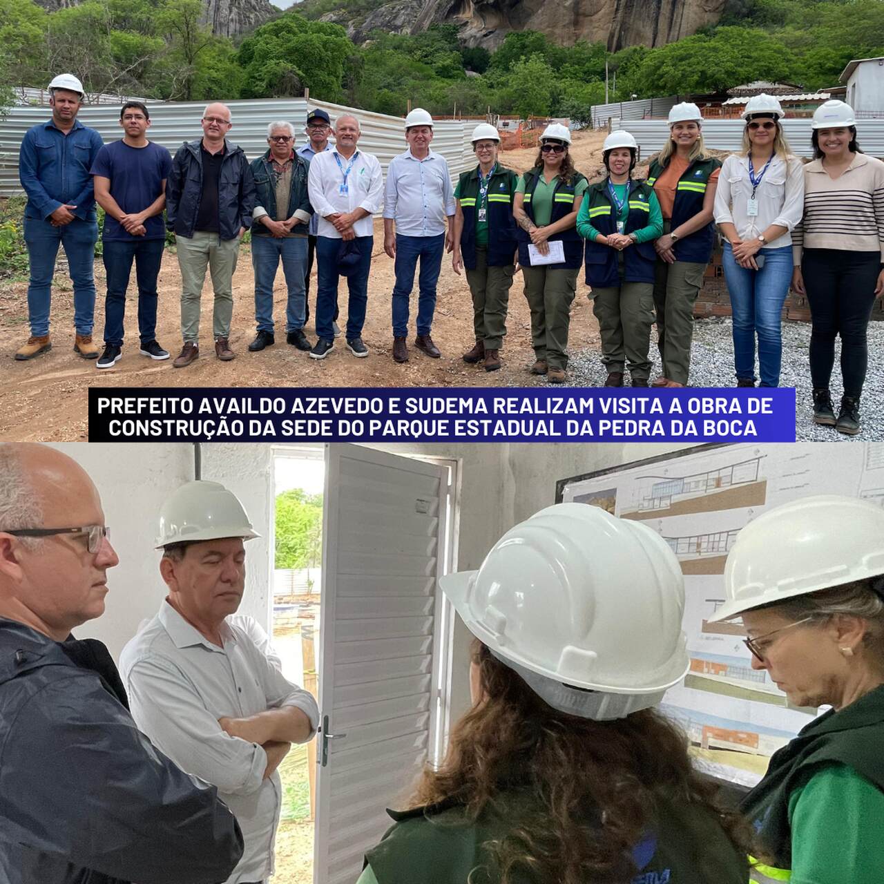 Prefeito de Araruna e SUDEMA realizam visita a obra de construção da sede do Parque Estadual da Pedra da Boca