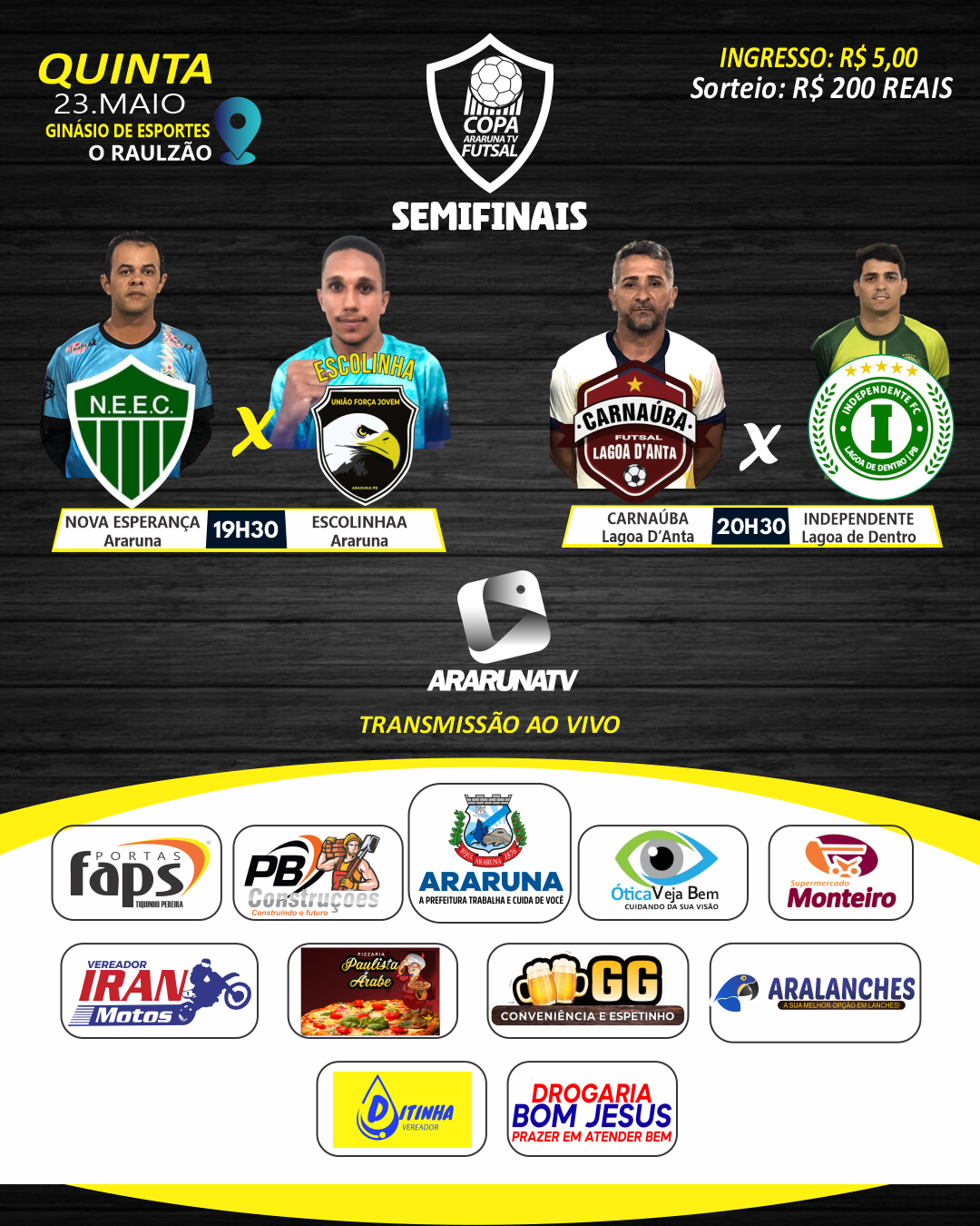 Semifinais da Copa ArarunaTV de Futsal 2024 acontecem nesta-quinta, 23; veja confrontos