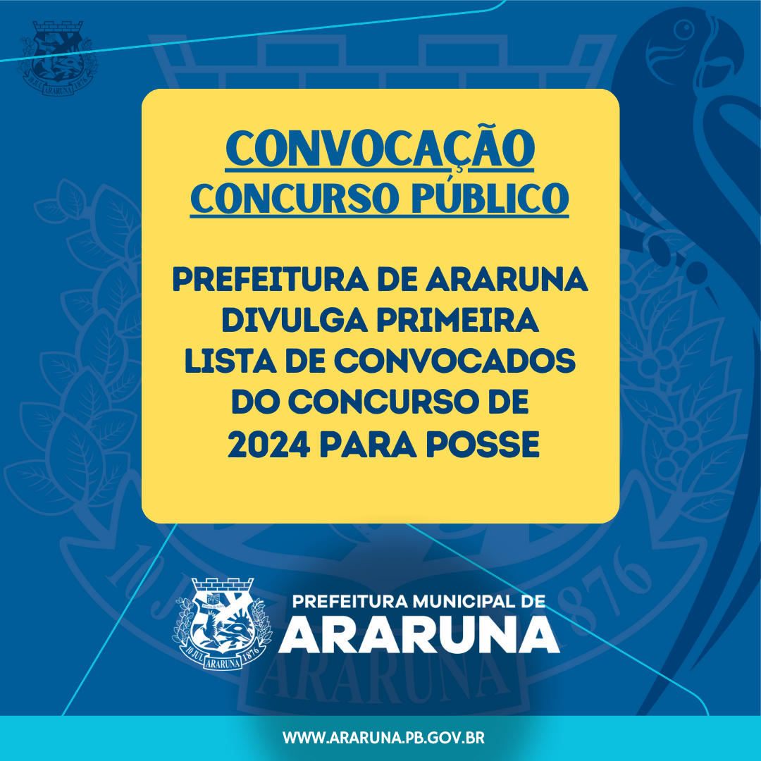 Nomeação: Prefeitura de Araruna convoca primeiros aprovados em concurso público