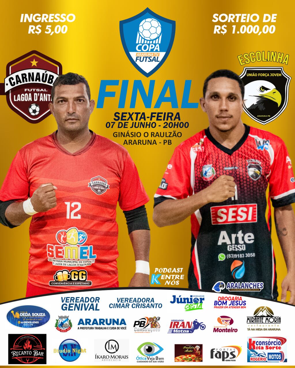 Final da Copa ArarunaTV de Futsal 2024 acontece nesta sexta-feira (07)