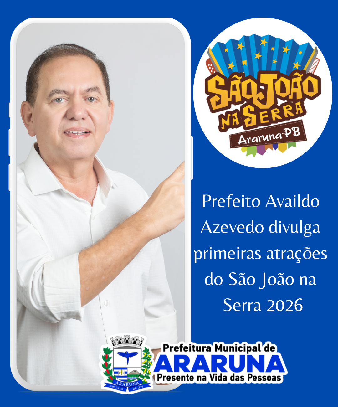 Prefeito Availdo Azevedo anuncia primeiras atrações do São João na Serra 2026