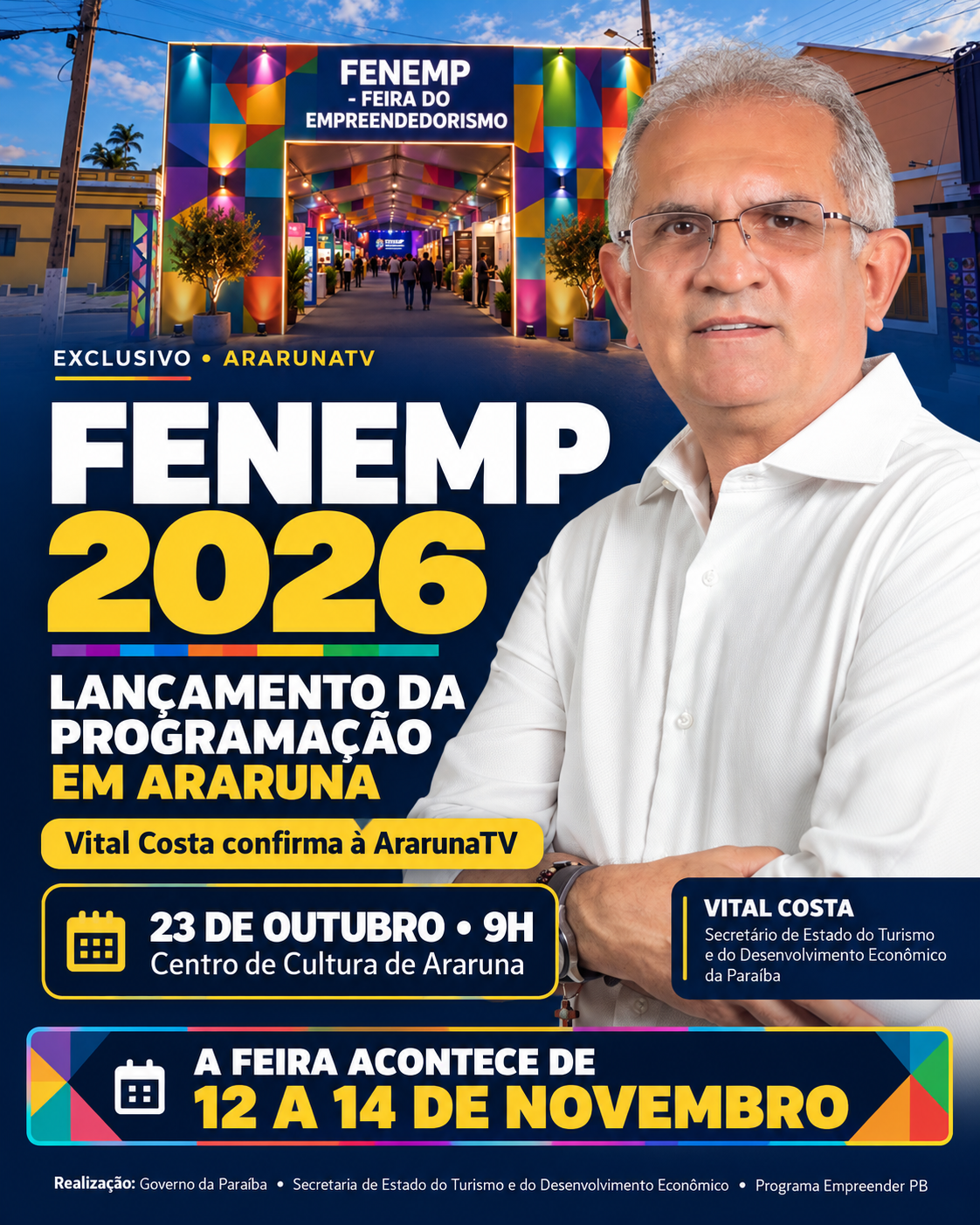 Secretário Vital Costa confirma data de lançamento da programação da Fenemp 2026 em Araruna