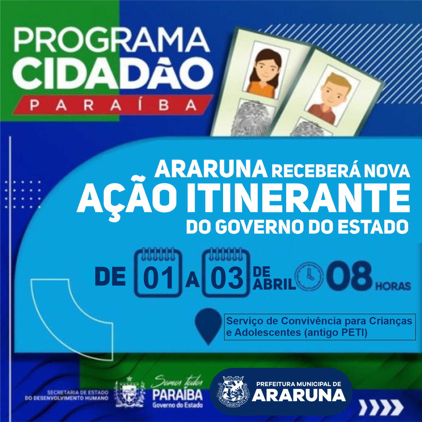 Araruna receberá nova ação itinerante do Programa Cidadão Paraíba em abril