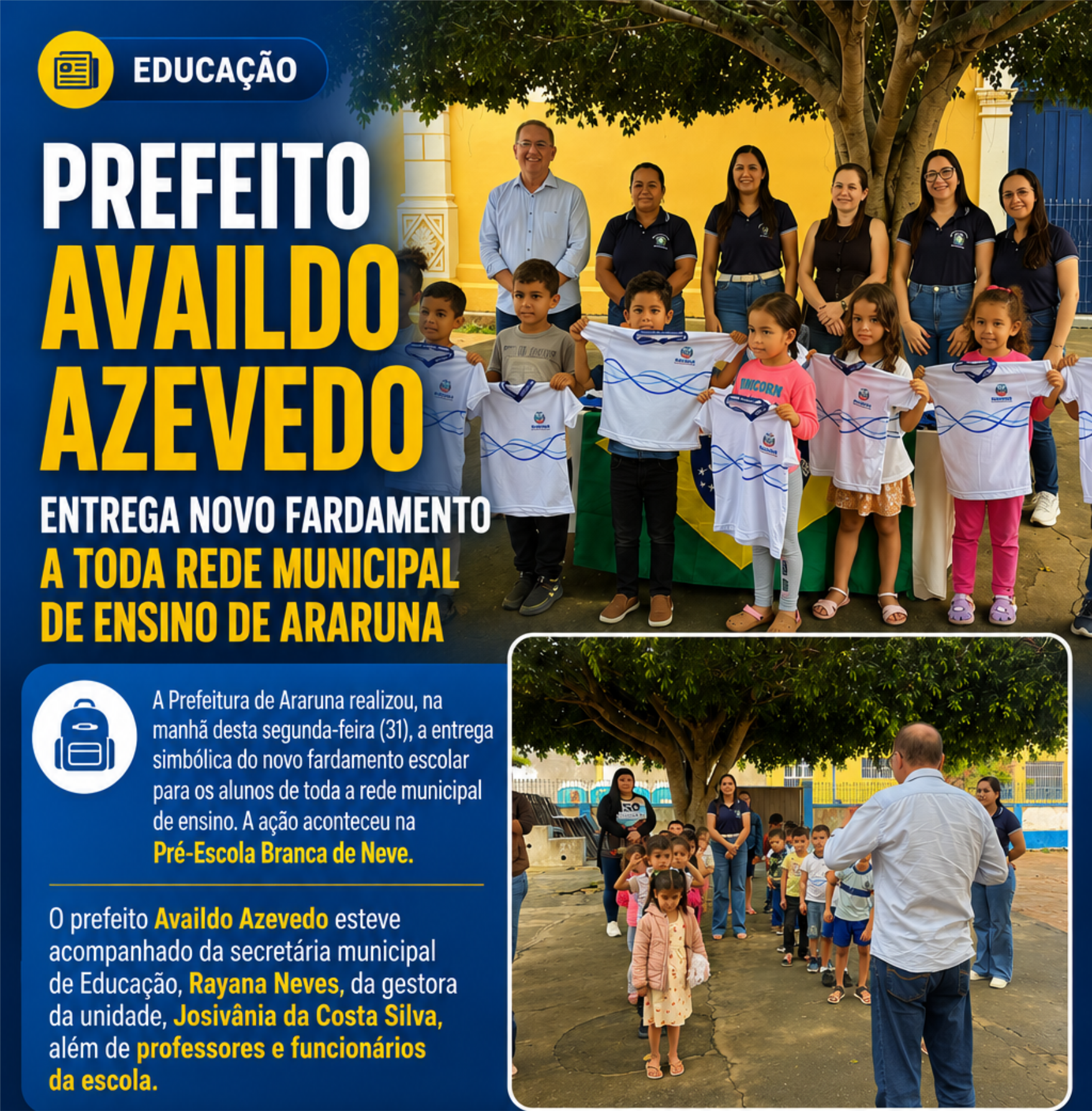 Prefeitura de Araruna inicia entrega de novo fardamento para alunos da rede municipal de ensino