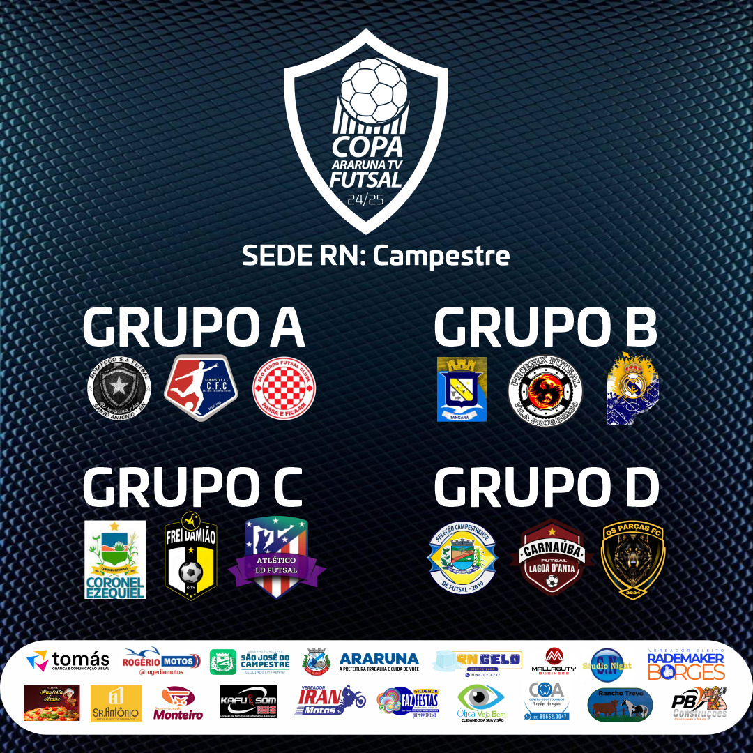 Copa ArarunaTV de Futsal 2024/2025: confira como ficaram os grupos após sorteio