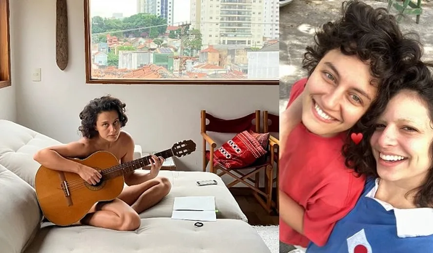 Filha de Débora Bloch posta a namorada cantora na cama só com um violão