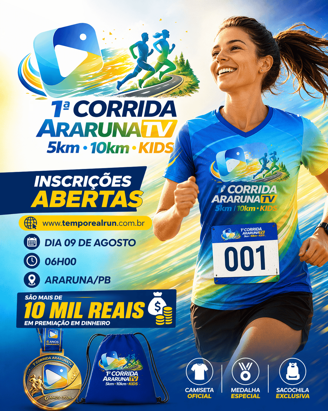 Garanta sua vaga na 1ª Corrida ArarunaTV com mais de 10 mil reais em premiação em dinheiro