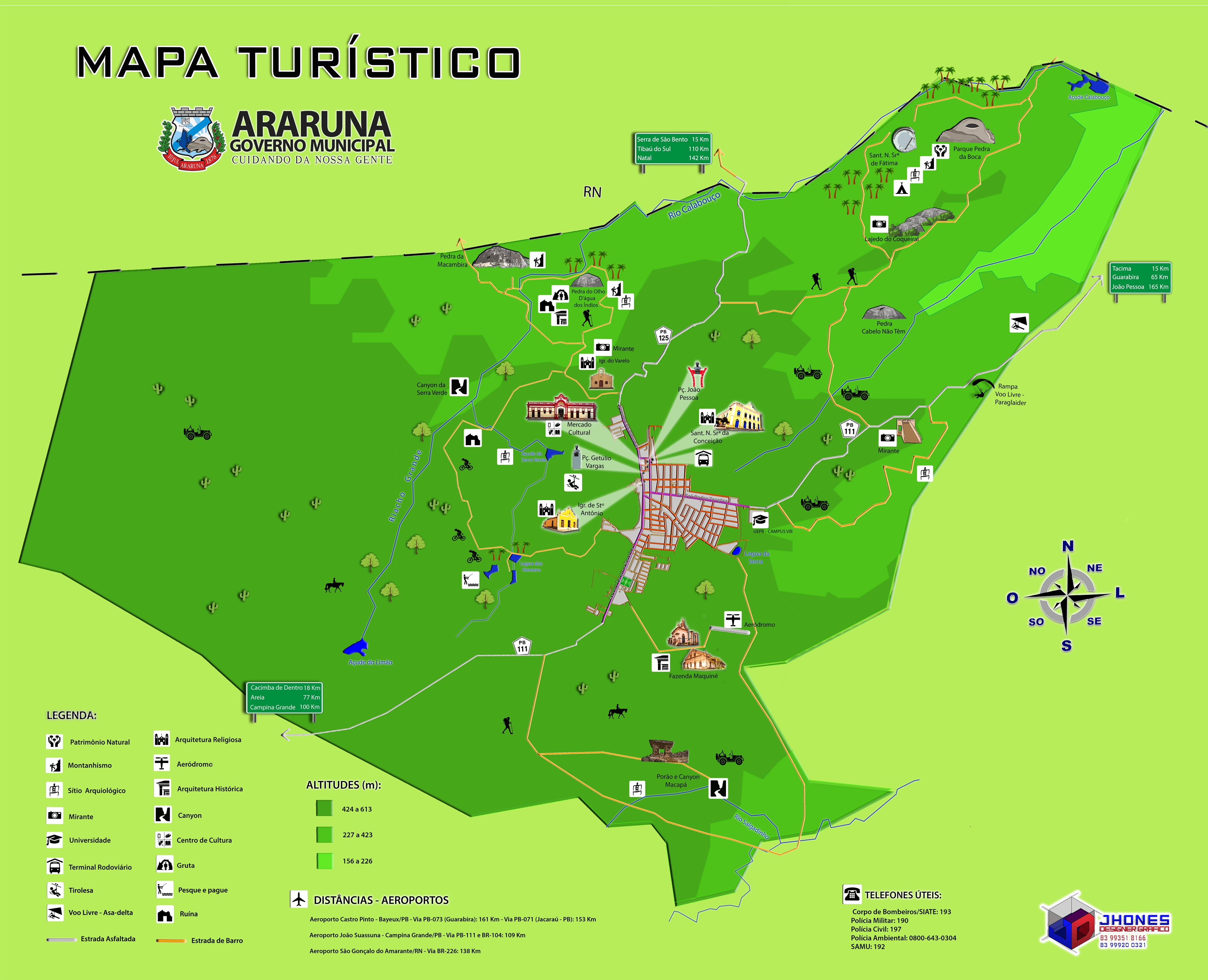 Mapa Turístico de Araruna-PB 