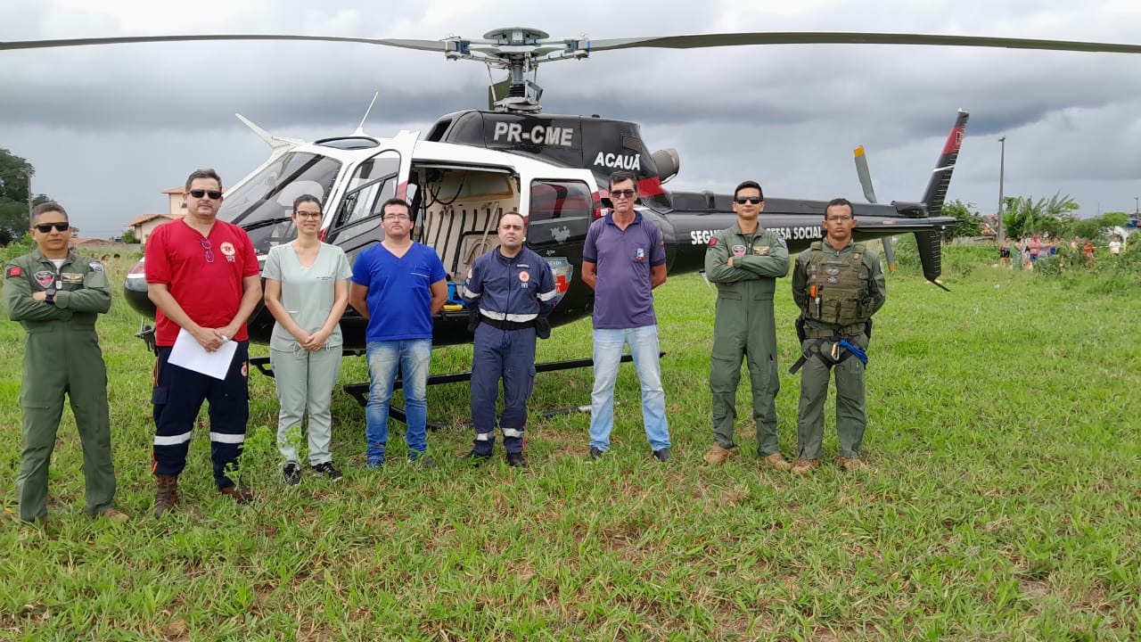 Paciente com infarto agudo do miocárdio é transferida do Pronto Socorro de Araruna pelo helicóptero Acauã para o Hospital Metropolitano